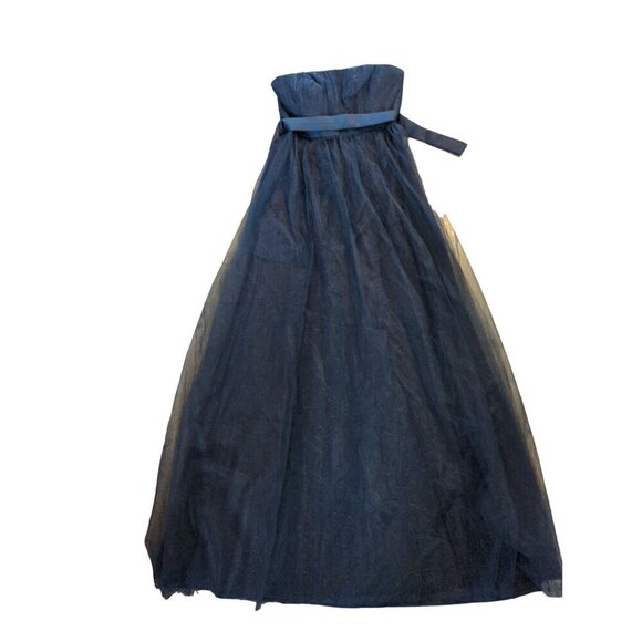 NWT Vera Wang WHITE Navy Blue Tulle Lace Bridesmaid Dress 8 Strapless - Picture 7 of 10